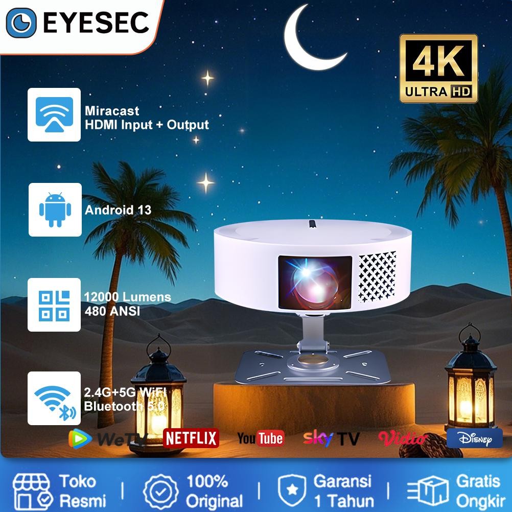 Demetri Proyektor 4K Uhd 12000 Lumens 2.69" Lcd 1080P Proyektor Wifi 6 5G Home Theater Proyektor Blu