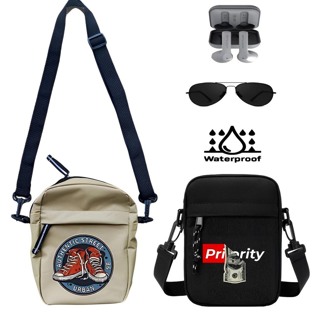 TAS SELEMPANG PRIA MURAH DISTRO ANTI AIR WATERPROOF KEREN KEKINIAN KERJA SIMPEL SLING BAG WANITA HP 