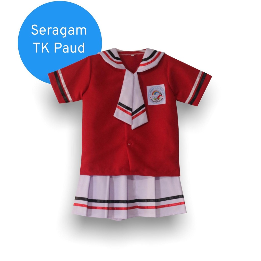 SERAGAM TK PAUD GAYA KOREA MERAH PUTIH PUTRI