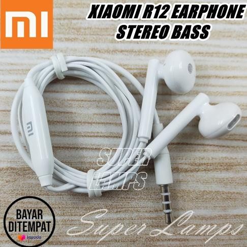 XIAOMI HEADSET EARPHONE NEW R12 STEREO BASS JACK AUDIO 3,5MM UNIVERSAL FOR REDMI 4A ,5A , 6A , 7A , 