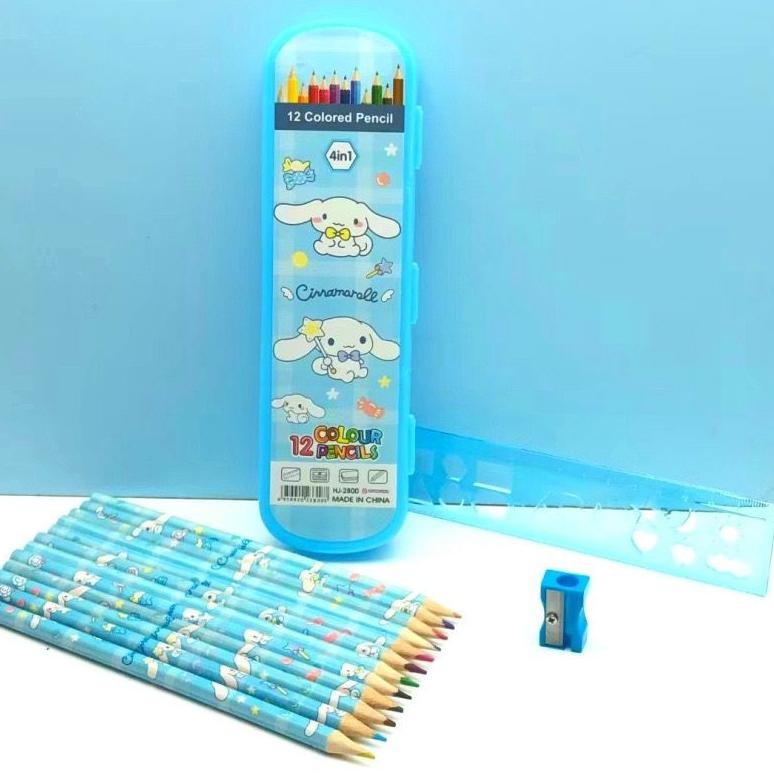 

He13 Pencil Color 12 Pcs 4 In 1 Set Box Alat Mewarnai Pensil Penggaris Serutan Kado Hadiah Goodie Bag Stationery Peralatan Sekolah