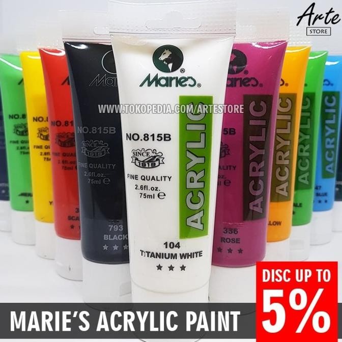 

Cat Acrylic MARIES 75ml (Semua Warna) by Radhiant official
