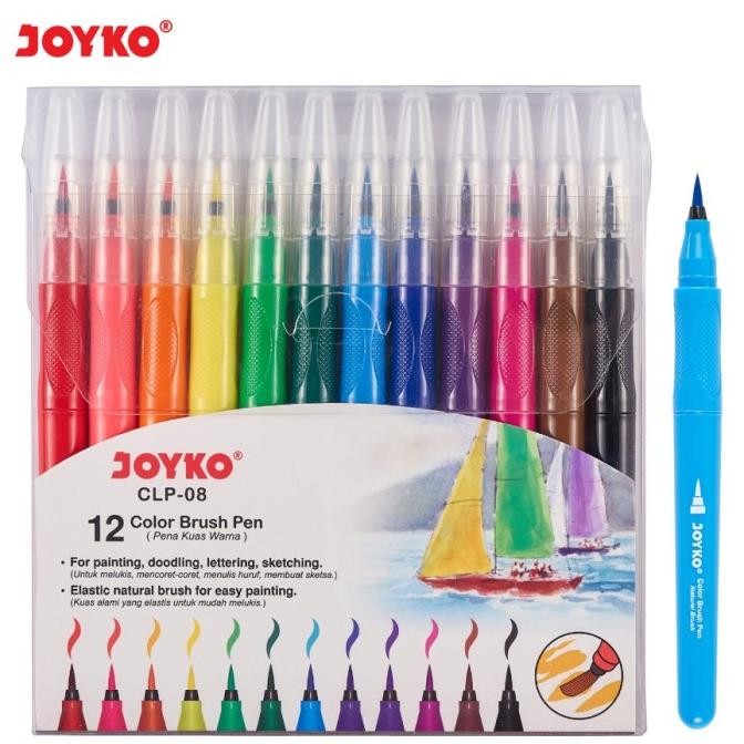 

Color Brush Pen Pena Kuas Warna Joyko CLP-08 12 Warna Color by Radhiant official