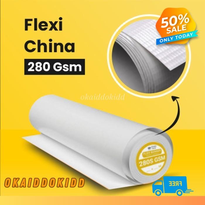 SPANDUK POLOS FLEXI CHINA 280 GSM FRONTLITE BAHAN BANNER PER METER HIGHT CLASS 