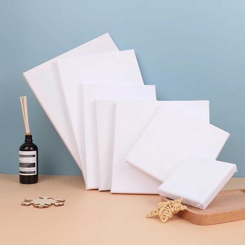 

White Blank Square Artist Stretched Canvas For Oil Painting On Canvas, Acrylic Watercolor Oil Paint With Wood Frame As Primer