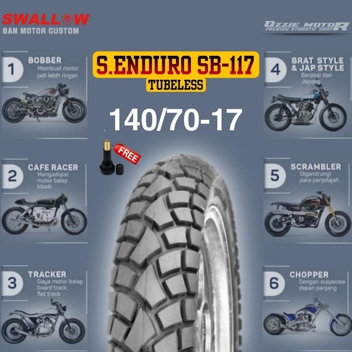 Swallow Street Enduro Sb-117 Ban Tubeless Dual Purpose Ring 17 Ukuran 90/90-17 | 100/80-17 | 110/80-
