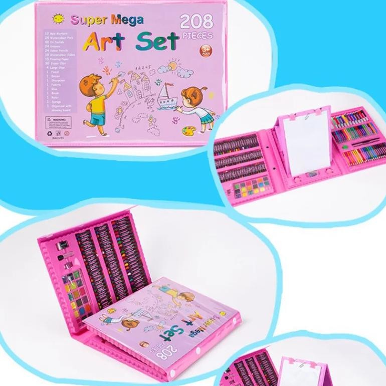 

Kids Art Supplies 208 Pcs Double Sided Trifold Easel Painting Art Set Painting Supplies Set With Sketch Pad Markers For Boys