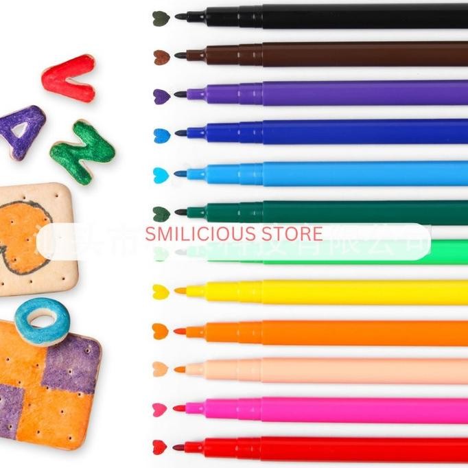 

TERSEDIA Spidol Bento Spidol Dekorasi Kue 1 set isi 12 warna Edible Food Pen