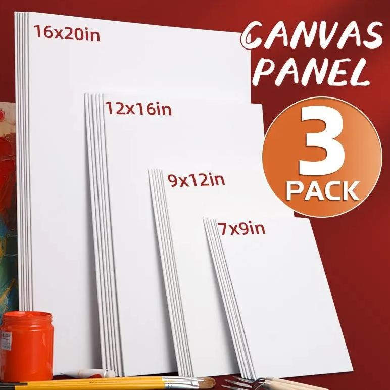 

3 Pack Canvas Panels, Blank Board Panels For Acrylic, Oil, Watercolor, Tempera Painting,Primed Acid-Free For Students,Adults
