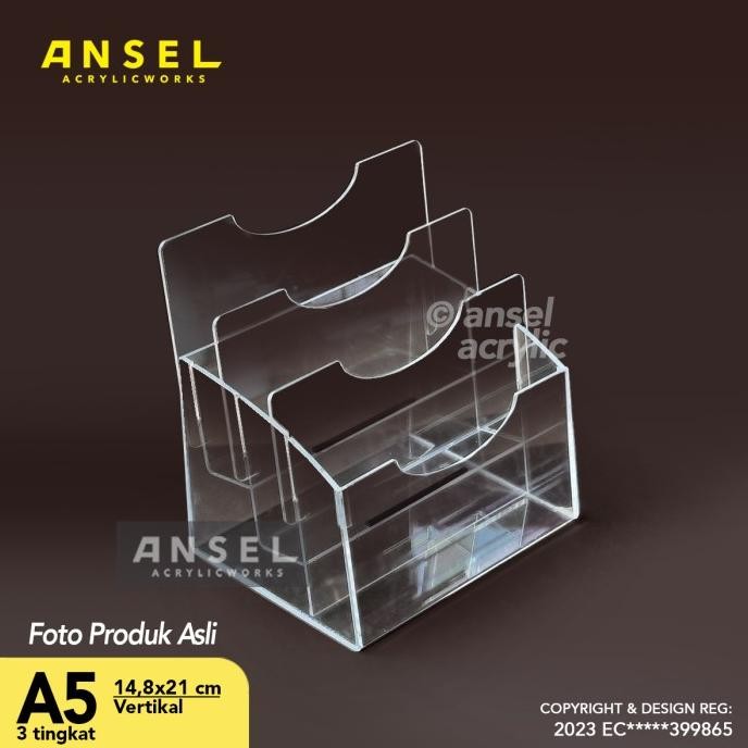 

ANSEL Tempat Brosur Akrilik 3 Tingkat - A5 V - Display Tipe E 3 Susun murah