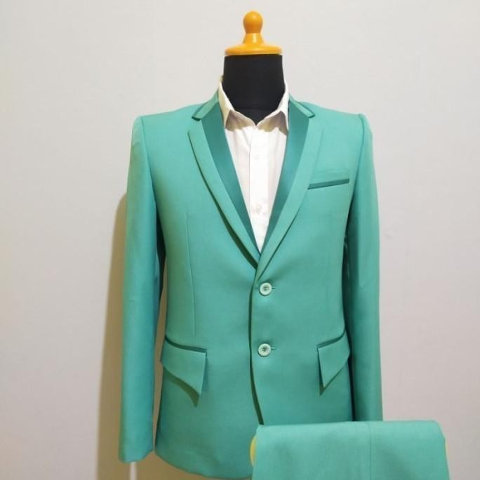 new  Setelan Jas Hijau Mint Jas + Celana murah