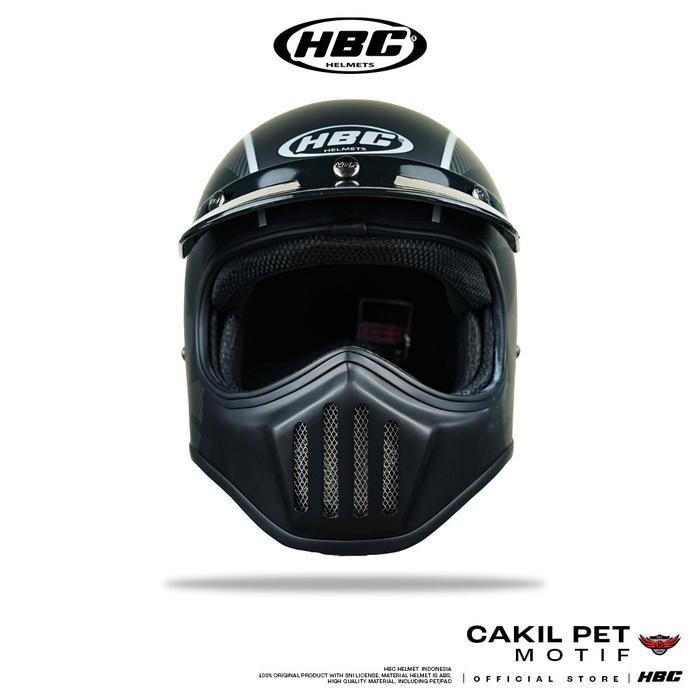 Helm HBC Cakil Pet FIRE CARBON Helm Retro Full Face SNI Import Premium