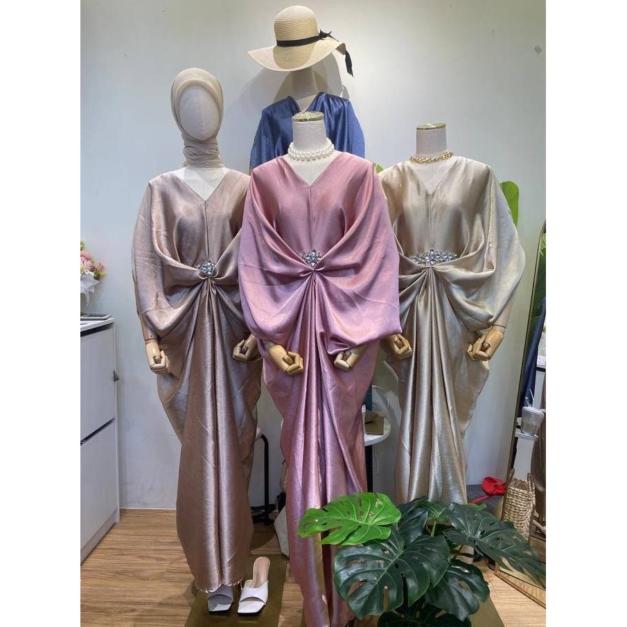 Sale Crawlcollection Alisa Long Kaftan Dress Lebaran Idul Fitri Motif Kekinian Jumbo Friendly