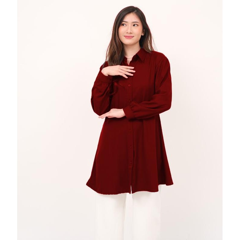 TERBARU KEMEJA WANITA TUNIK MUSLIMAH POLOS MOSCREPE NHM