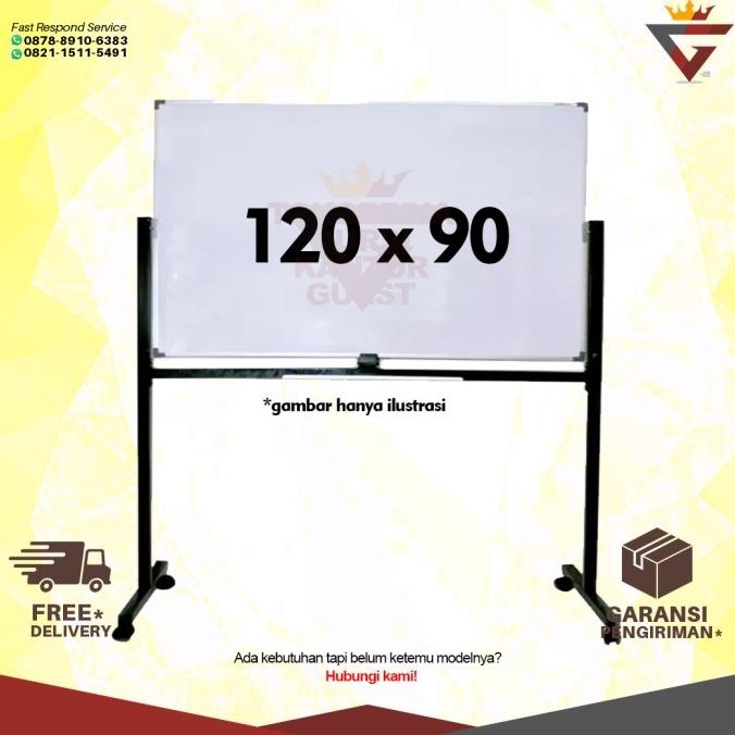 

TERMURAH - Whiteboard 120 x 90 SAKURA Standing 2 Muka Double Face Papan Tulis