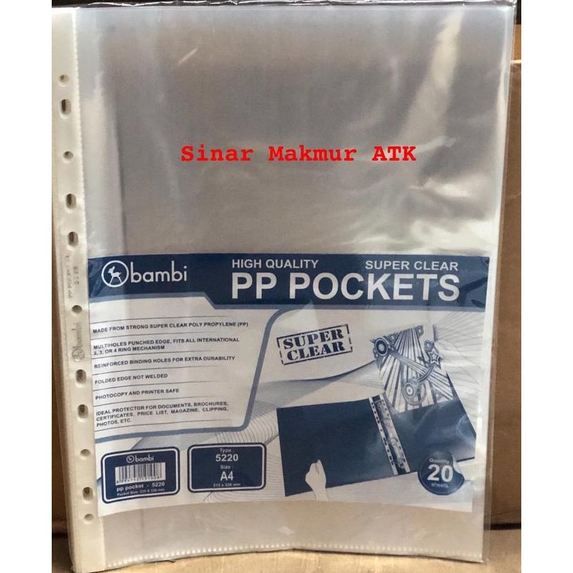 

PP Pocket / Sheet Protector Bambi 5220 A4 murah