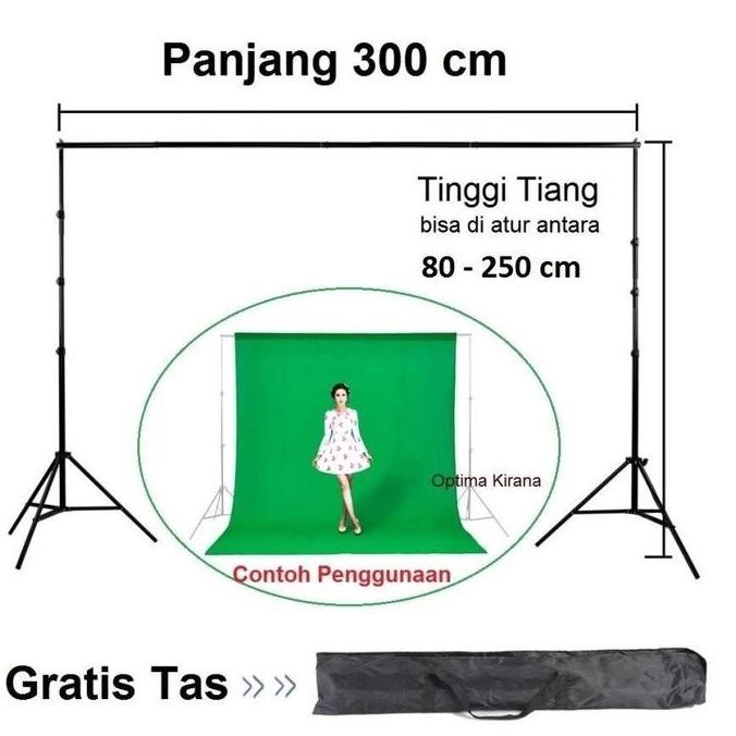 Sale Tiang Kain Foto Green Screen Tripod Gawang Stand 3X2.5 M Back Ground Backdrop Studio Latar Bela