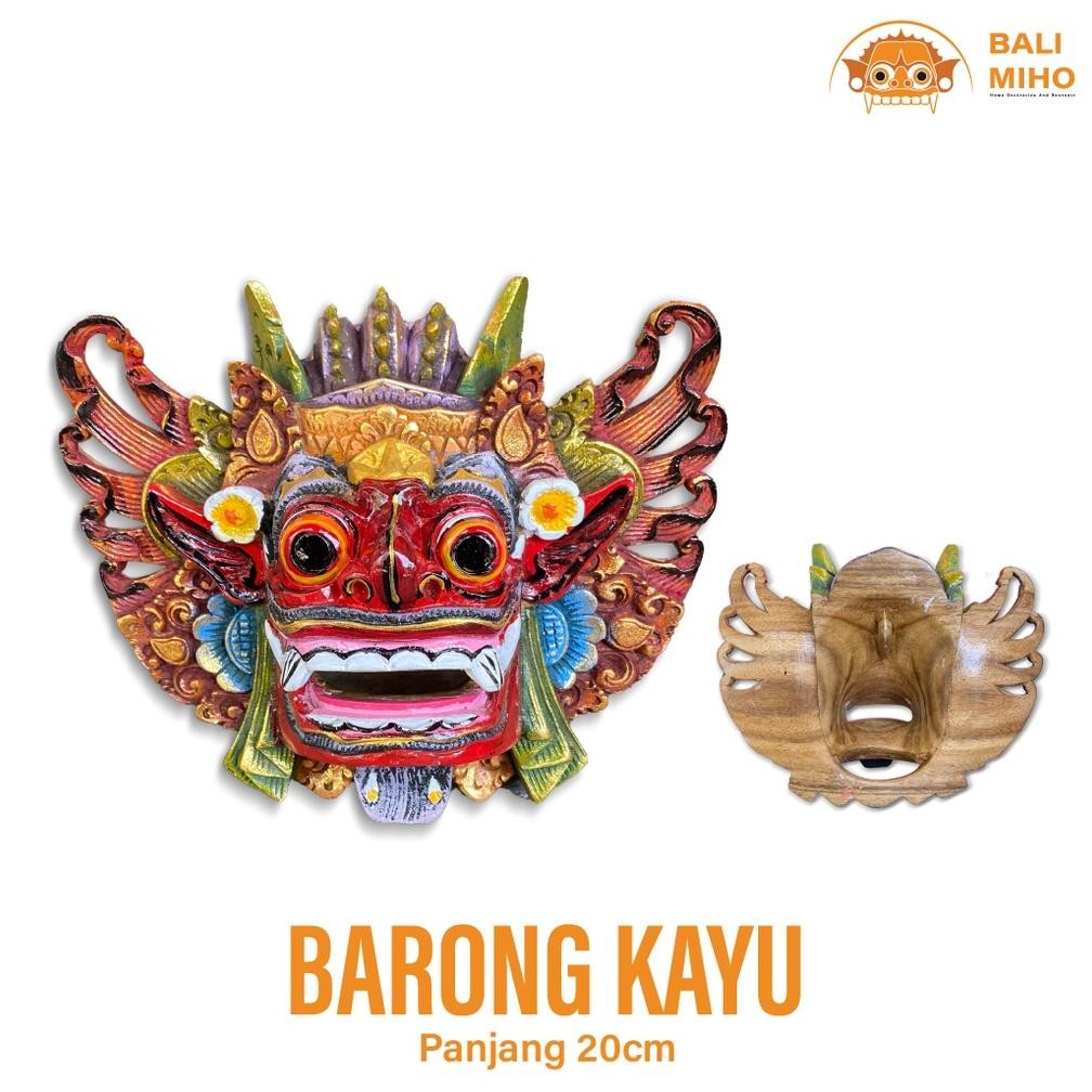 Living Dekorasi Dinding Barong 20 Cm - Ukiran Kepala Barong Berwarna - Pajangan Dinding Barong Bali 