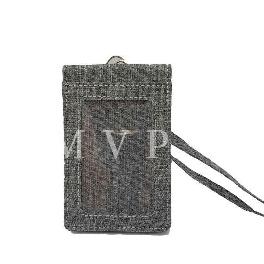 

Lanyard ID Card Holder Name Tag Dua Sisi Kain Kanvas Tebal Abu Abu murah