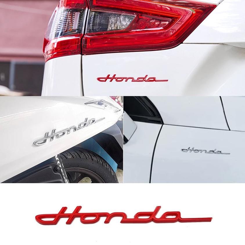Premium Emblem Honda Latin - Emblem Logo Honda Tulisan Rangkai Latin Bahan Plastik Warna Merah Hitam