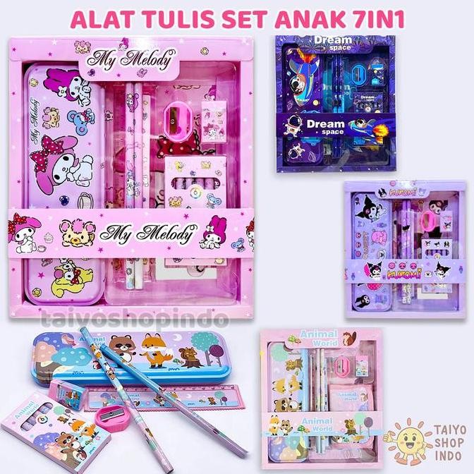 

Terbaru TAIYO Alat Tulis Set Anak 7IN1 Sanrio Karakter Stationery Tempat Kotak Pensil Perlengkapan Sekolah