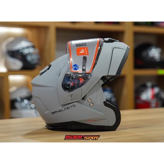 Helm Motor Mt Atom Helmet Sv Matt Gray A12 Modular Helmet Original - Asli