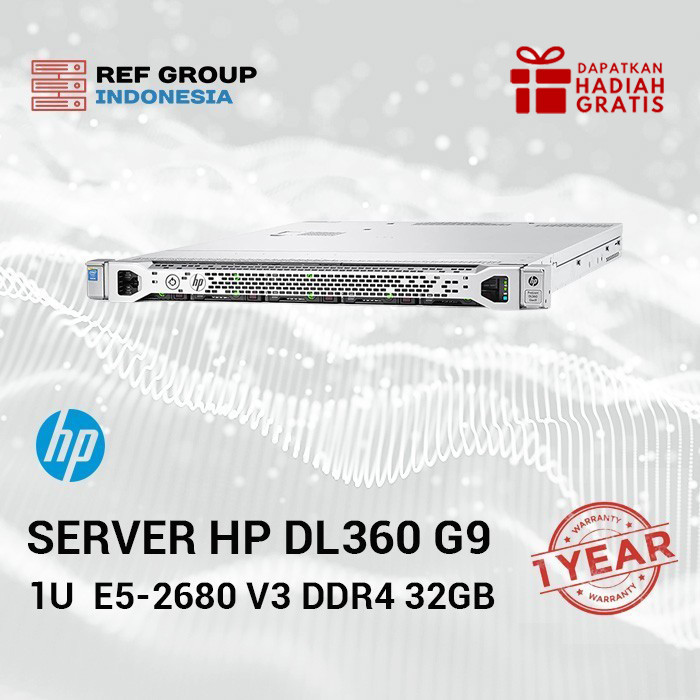 Server HP DL360 G9 Gen9 1U 4x3.5" 2x E5-2680v3 DDR4 32Gb|BERGARANSI