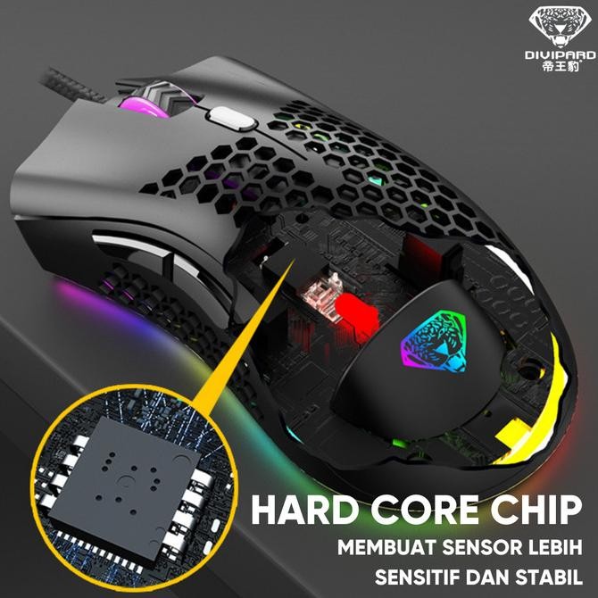 Original Divipard Mouse Gaming Honey Comb G905 Rgb Effects 7200Dpi Macro