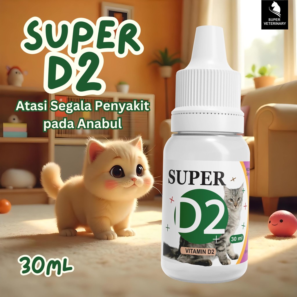 Super D2 - Vitamin D2 - Untuk Kucing - Nafsu Makan Kucing - Kucing Sakit - Super D2 - Vitamin D2