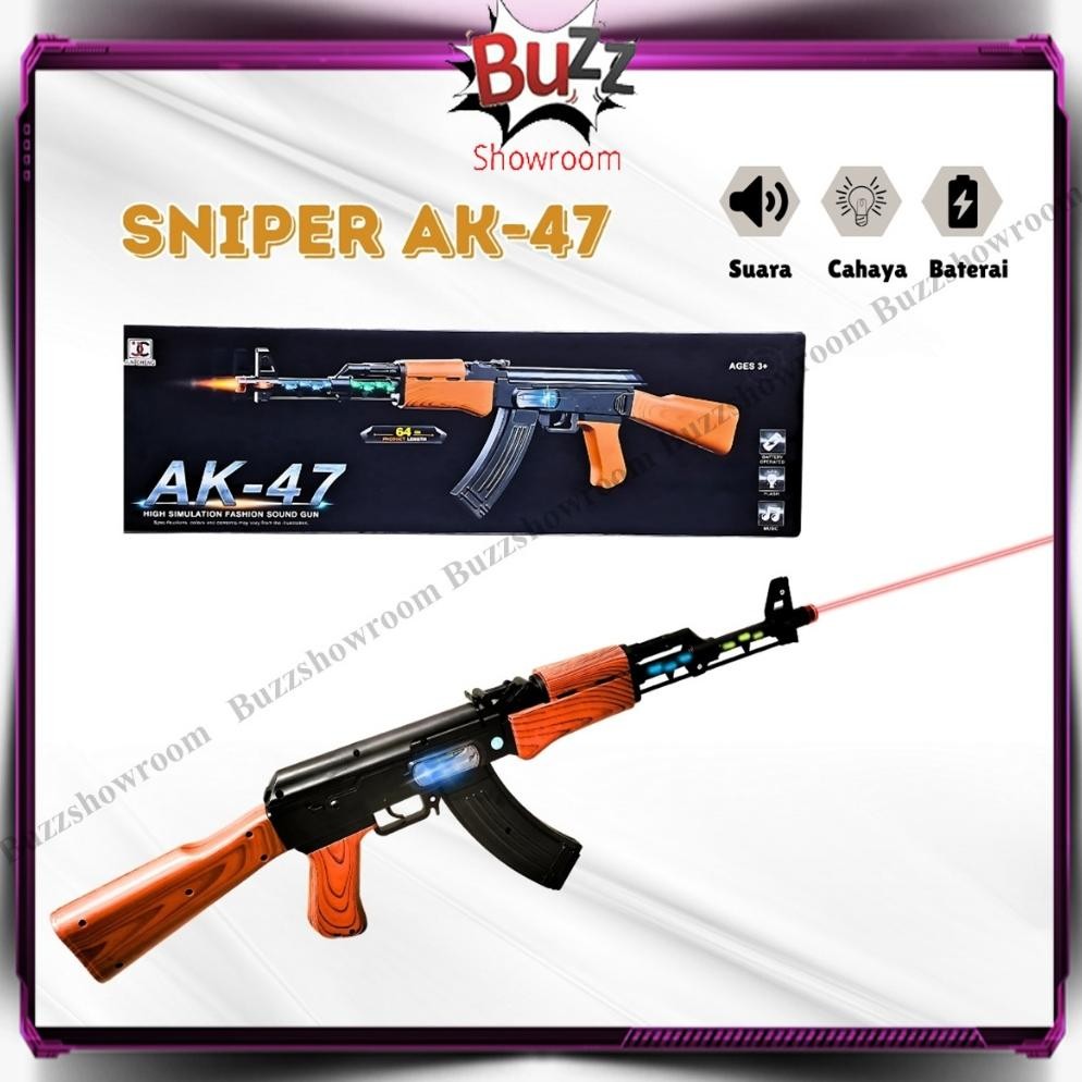 Rt-342 Tembakan Anak Sniper Rifle Ak47 Mainan Pistol Senjata Senapan Infrared Gun Ak 47 Original
