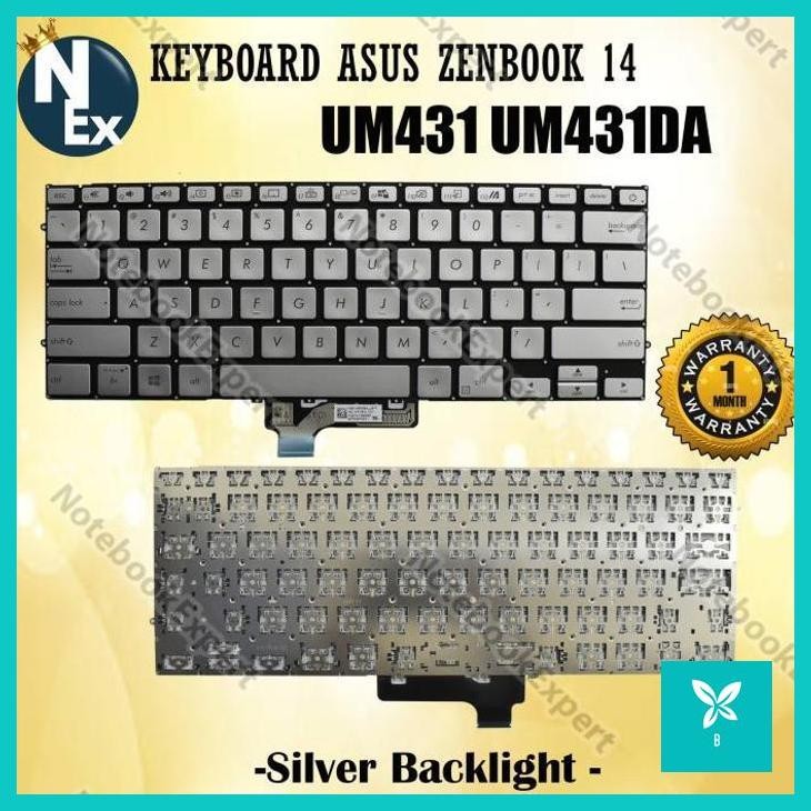 | AHN | Keyboard Asus Zenbook 14 UM431 UM431DA Silver Backlight
