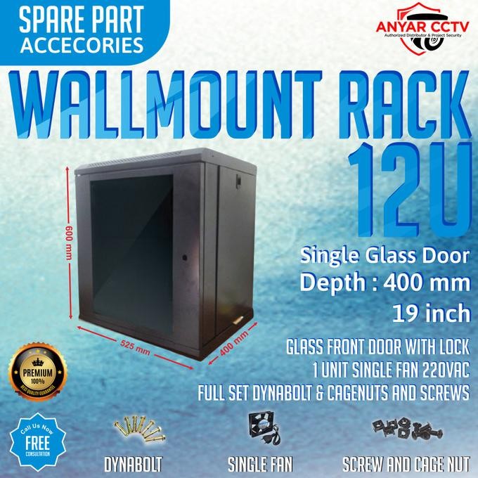 Wallmount Rackmount 12U, Rak Server Single Door 12U