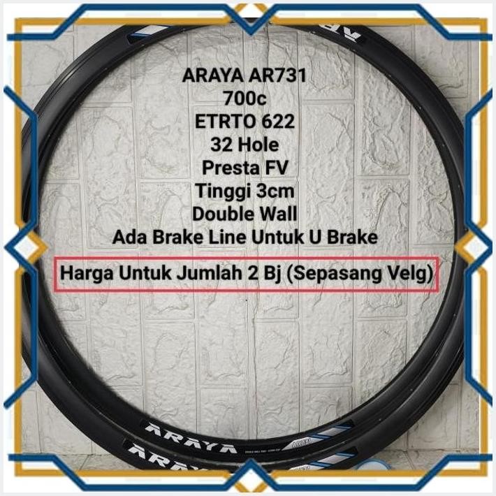 [LIL] VELG RIMS 700C 32H ARAYA AR731 DOUBLE WALL RIM 700 TINGGI 3CM PRESTA
