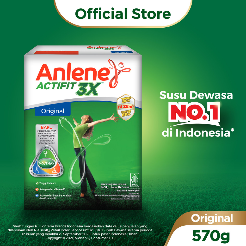 

Anlene Actifit 3X Susu Bubuk Dewasa Original 570g - Nutrisi Tinggi Kalsium Untuk Tulang, Sendi, dan Otot