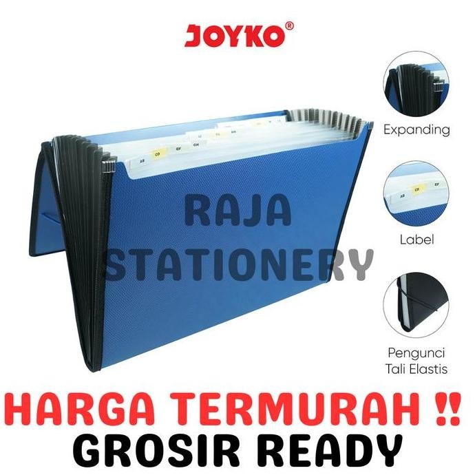 

Diskon! Joyko Expanding File Folio F4 13 Pockets Filing Folder Black Blue Grey / Map Harmonika Dokumen Arsip Hitam Biru Abu EF-2538