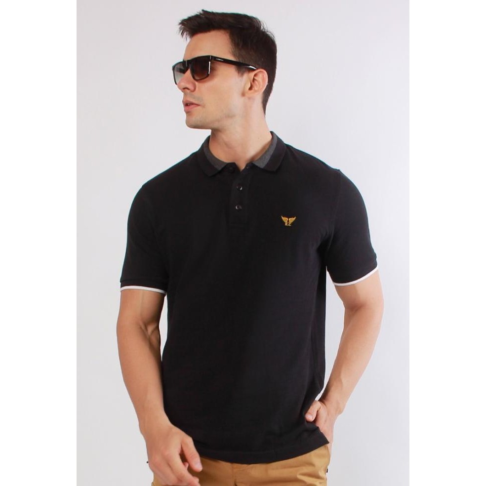 Baru Emba Classic-Biogo Hitam Kaos Polo Pria Lengan Pendek