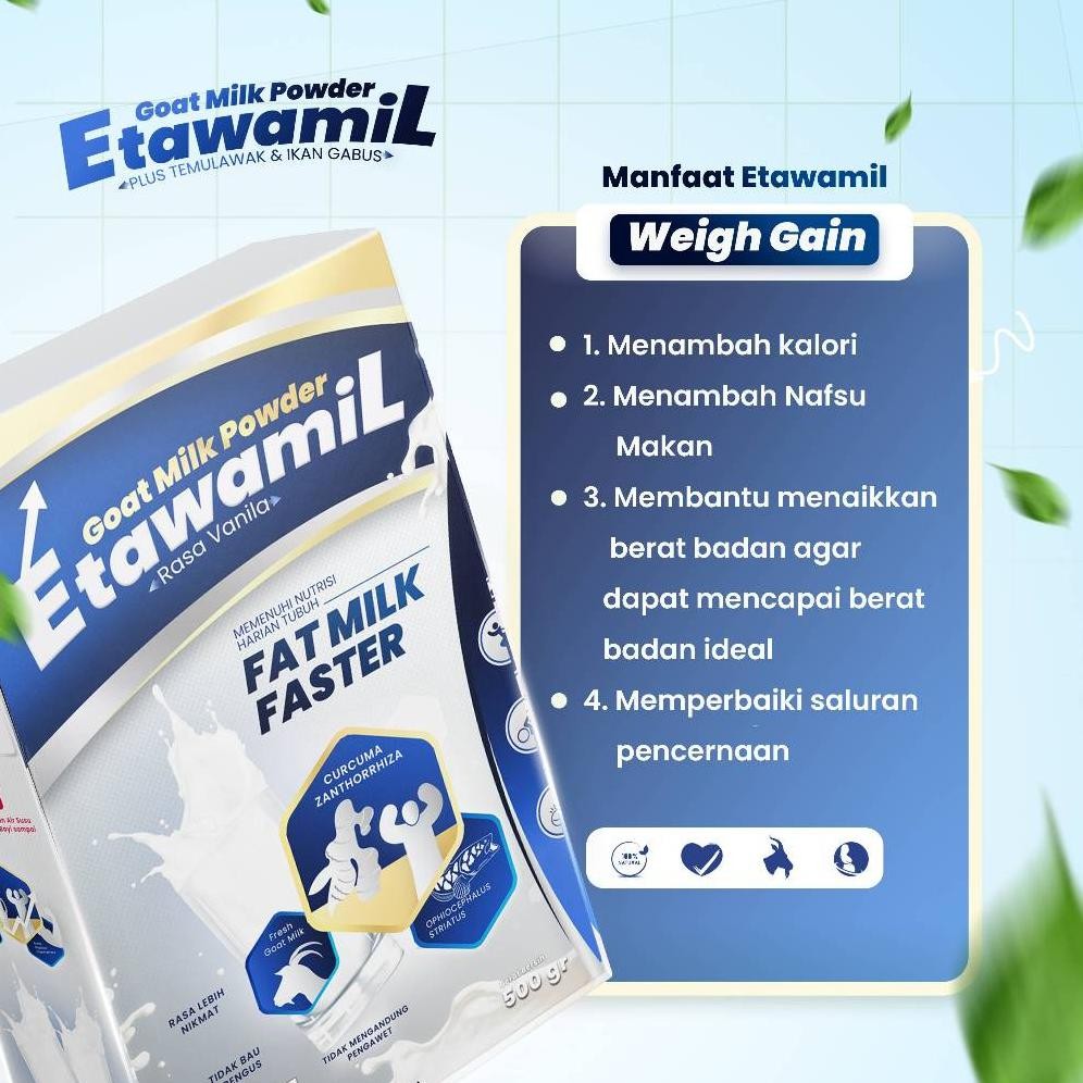 

ETAWAMIL WEIGHT GAIN - SUSU GEMUK PENAMBAH BERAT BADAN & NAFSU MAKAN HALAL BPOM 500 GRAM