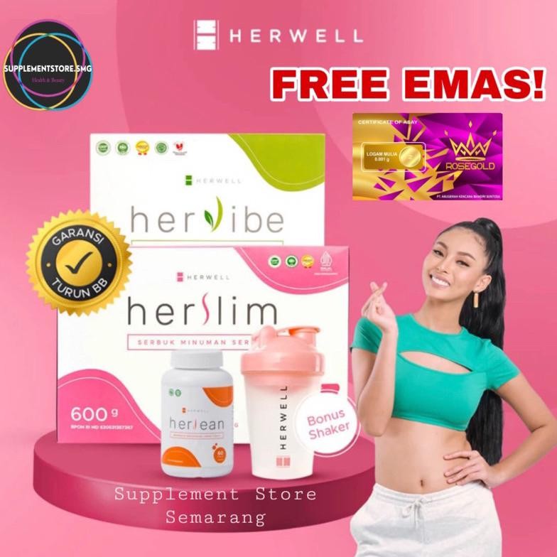 

[FREE GOLD] HERWELL 1 BOX HERSLIM HERLEAN HERVIBE HALAL BPOM DETOX SUSU DIET COKLAT PENGGANTI SARAPAN