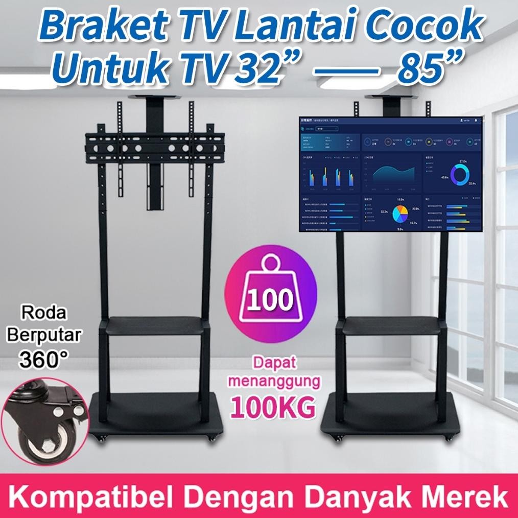 BRACKET TV STANDING UNTUK TV 32"-65" up to 75" inch /Bracket standing roda LED TV