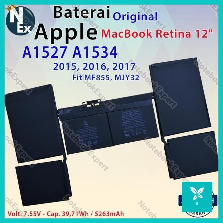 | AHN | Baterai APPLE Macbook A1527, A1534 Macbook Pro Retina Display 12"