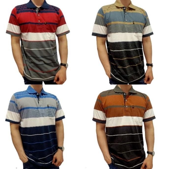 Baru kaos kerah / kra polo motif salur big size jumbo / baju pria murah