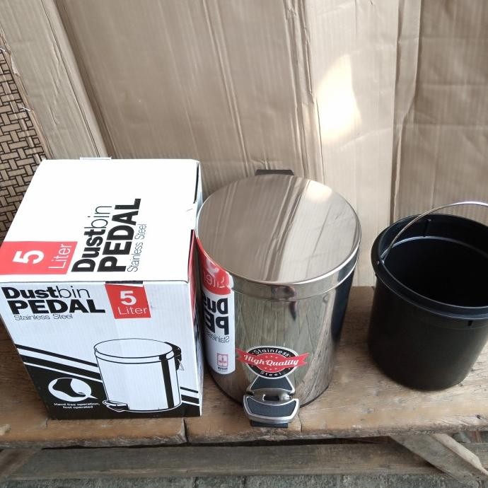 TEMPAT SAMPAH INJAK STAINLESS/TONG SAMPAH INJAK/MASPION DUSTBIN PEDAL GM