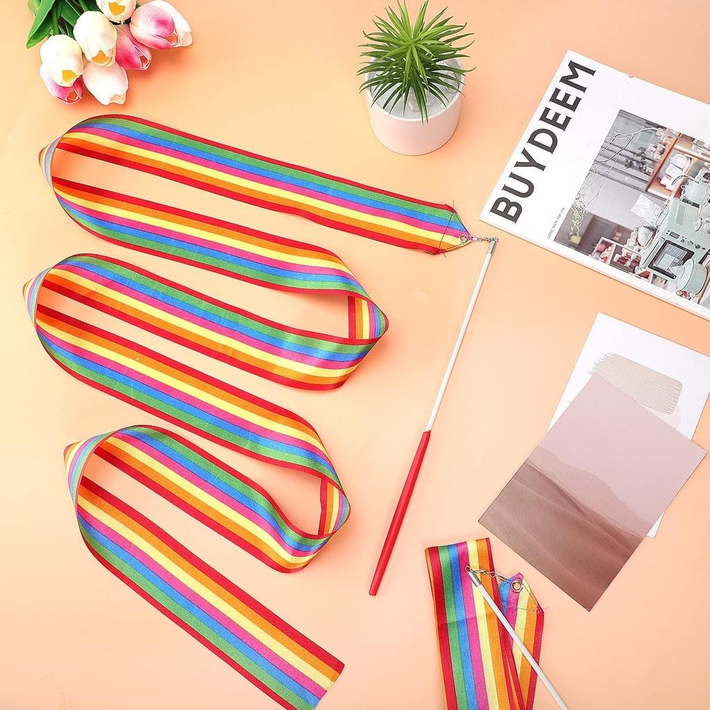 Premium 4m Twirling Ribbon Colorful Ballet Ribbon Alat Tari Tamborin Gereja Props Senam Ballet Pita 