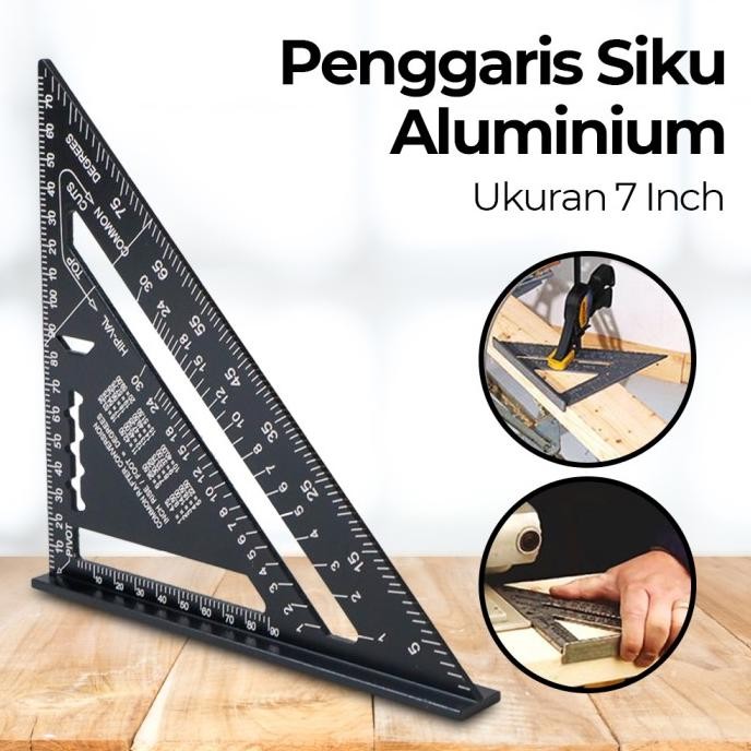 

siap kirim penggaris siku mistar triangle ruler multifungsi aluminium 7 inch