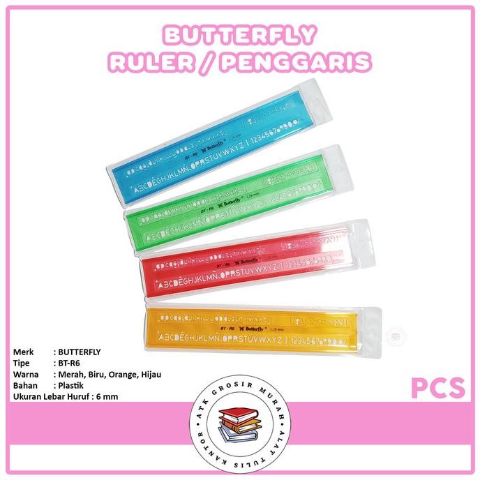 

siap kirim butterfly - penggaris sablon huruf kecil 6mm bt-r6 - pcs