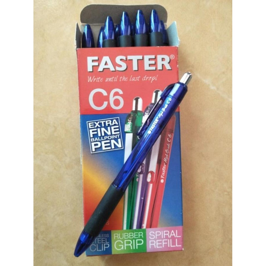 

Tersedia Pulpen Pena Faster C6 Biru 12 Pcs / Ball Pen Cetek 0.7Mm 1 Lusin