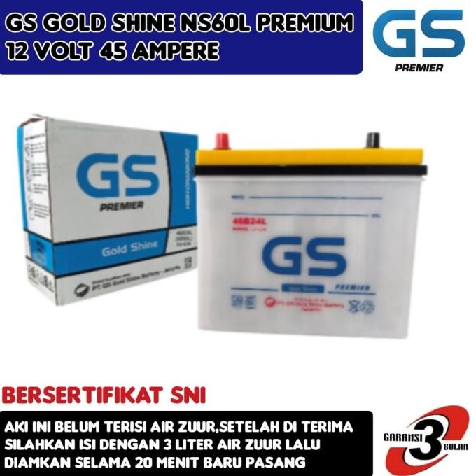 Ready Stock Aki Mobil Grand Livina/Corolla Series/Honda City Gs Goldshine Ns60L Premium 45 Ampere