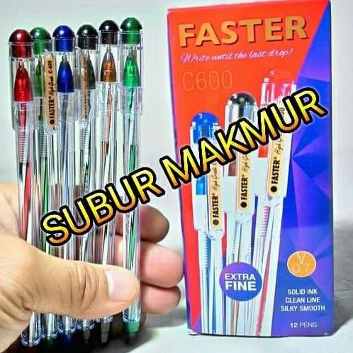 

Tersedia Bolpoint Pulpen Faster C600 Hitam Lusinan