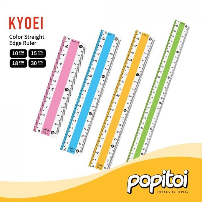

siap kirim kyoei color straight edge ruler penggaris sekolah warna warni 10 15 18 30 cm