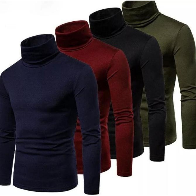 Baru Kaos Rib Turtleneck Pria Polos Lengan Panjang / Turtleneck Pria korea Polos Lengan Panjang / Ka